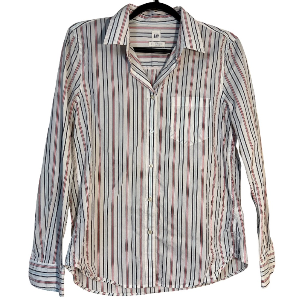 GAP Red White Striped Fitted Boyfriend Shirt (INV 0019)